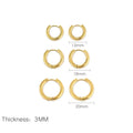 3Pairs Stainless Steel Solid Round Rings Huggies Earrings Set for Women Men Stackable 14K Gold Plated Tiny Ear Cartilage Hoops