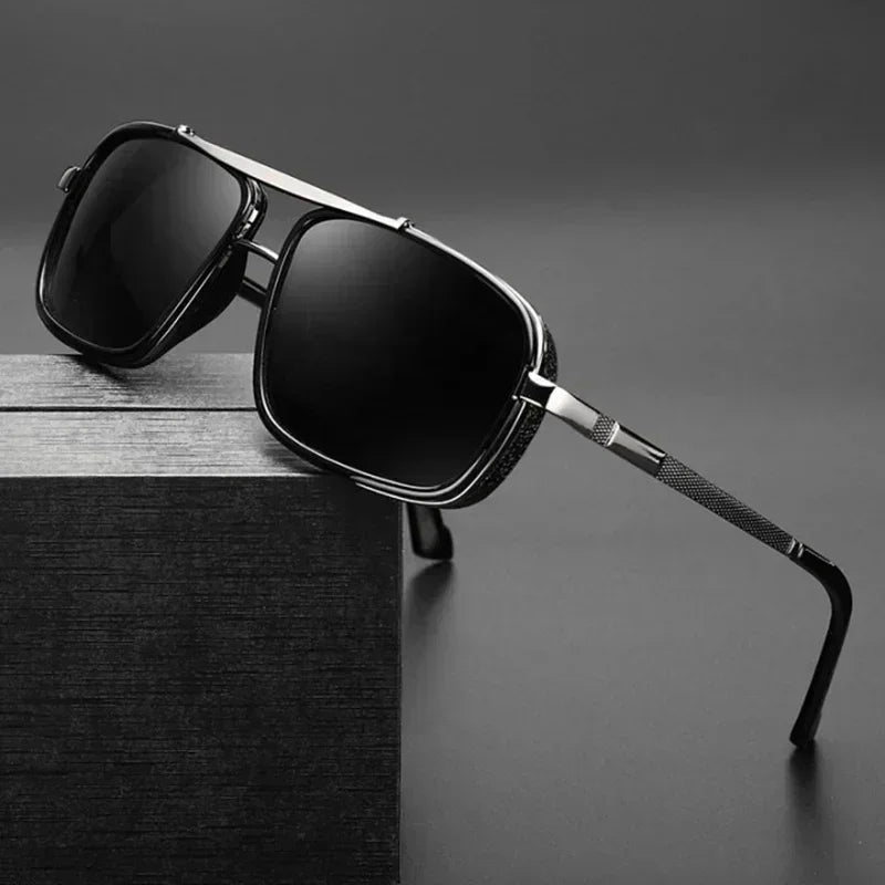 Nuevas Gafas de Sol Punk Gafas de Sol Cuadradas de Hombre Uv400 Gafas de Aviador de Doble Puente