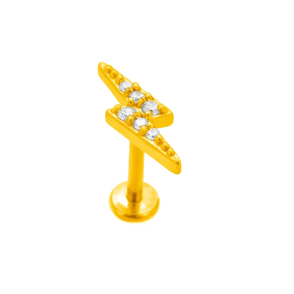 Lightning Internal Thread Labret Piercing Crown Bee Flowers Cartilage Earring Tragus Conch 316L Stainlesss Steel Body Jewelry