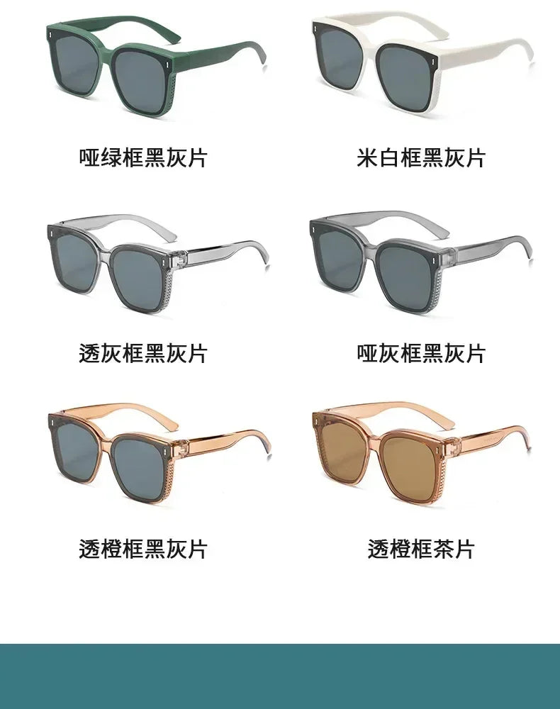 Gafas de Sol Polarizadas Cuadradas Fashion para Recetar Miopía, Lentes de Sol Portátiles para Hombre y Mujer, Vintage, para Pesca y Conducir