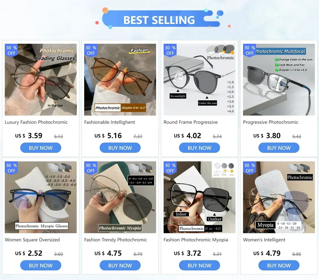 Gafas de miopía fotocromáticas de nueva moda, sin montura, cuadradas, vintage, para mujer y hombre, gafas de sol con protección UV antiluz azul, dioptrías ópticas