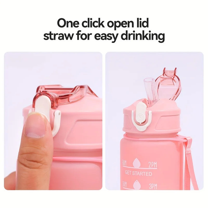 WRELS 900ml Sports Water Bottle with Time-Tracking Straw | Leak Proof Hydration Companion