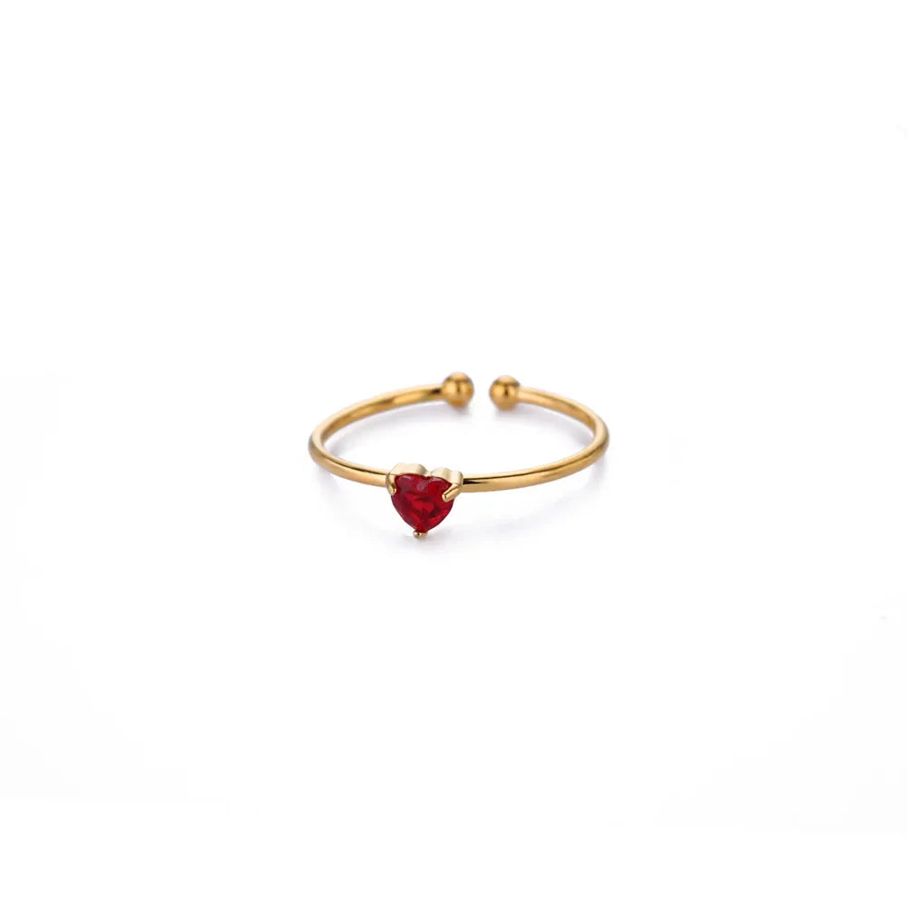 Anillos de corazón con circonita cúbica colorida de 2025 para mujer, joyería de anillo de princesa de acero inoxidable delicado de moda, regalo de boda
