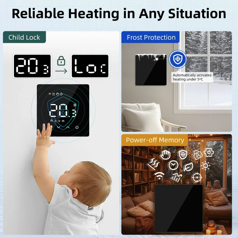 Termostato WiFi para calefacción eléctrica por suelo radiante, caldera de agua/gas, controlador de temperatura inteligente programable Tuya, Google Home Alexa