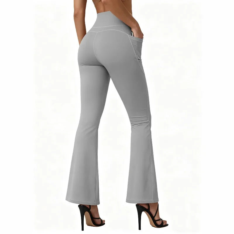 Leggings de Yoga Acampanados de Tiro Alto para Mujer, con Bolsillos, Efecto Push Up, Pierna Ancha, Mallas de Correr Tallas Grandes, Pantalones de Gimnasio