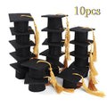 5/10pcs Felt Bachelor Hat with Tassels for Graduation Party DIY Decoration Wine Bottle Topper Graduate Mini Cap Candy Gift Boxes