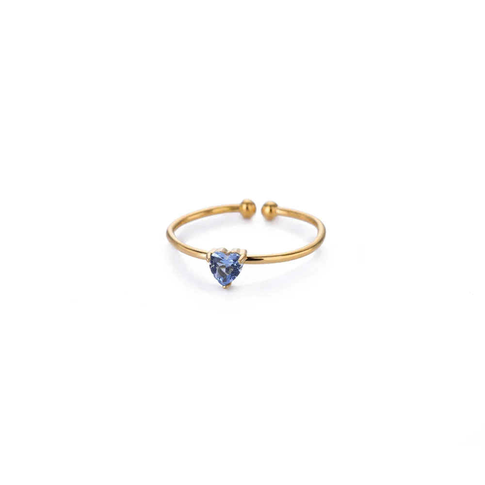 Anillos de corazón con circonita cúbica colorida de 2025 para mujer, joyería de anillo de princesa de acero inoxidable delicado de moda, regalo de boda