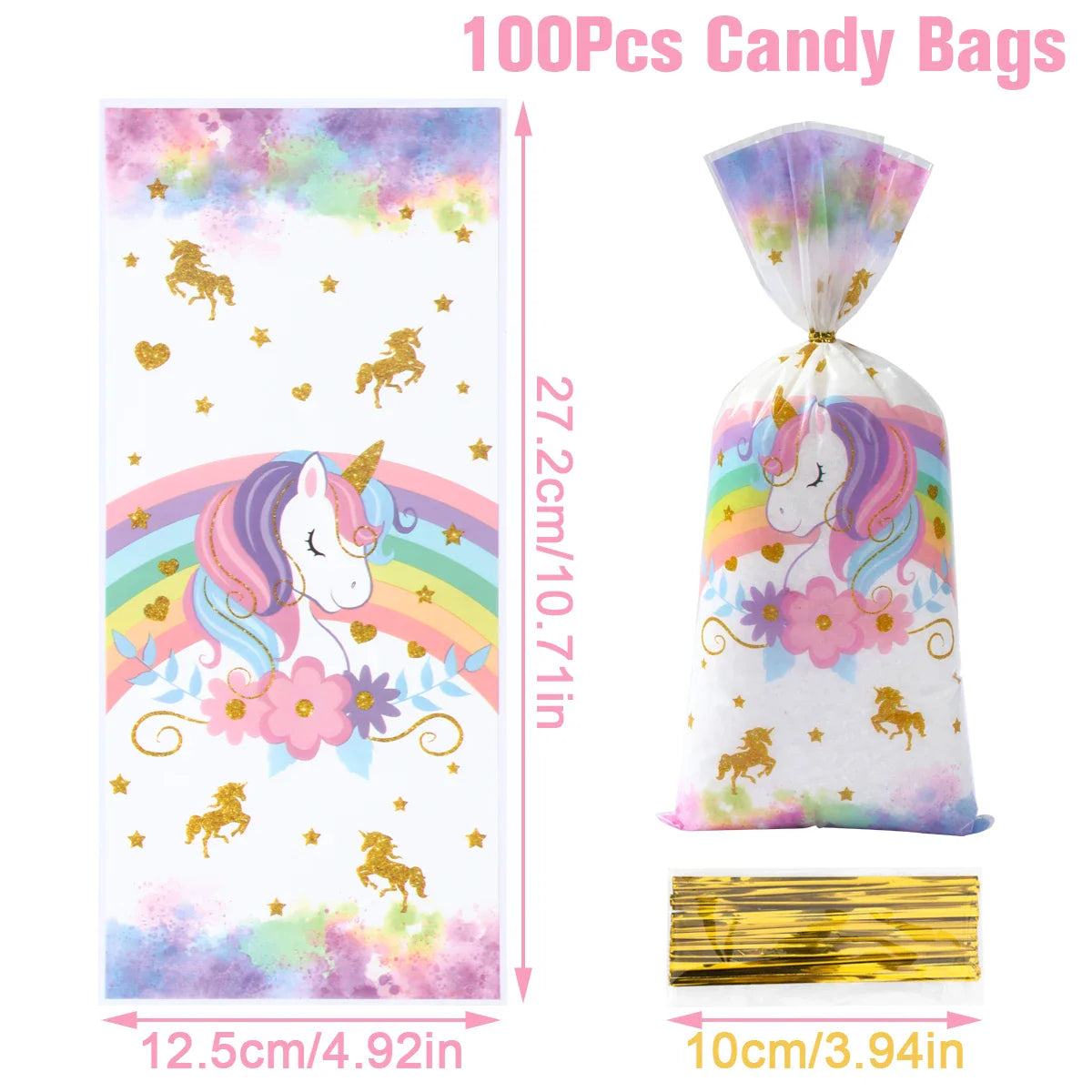 25/50/100pcs Unicorn Candy Packing Bags Gift Bag Unicorn Theme Birthday Party Decoration Kids Baby Shower Wedding Party Supplies