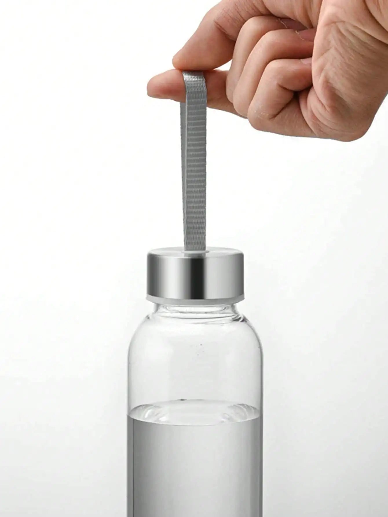Botella de agua transparente de 600 ml con correa de transporte | Vaso de bebida directa diaria