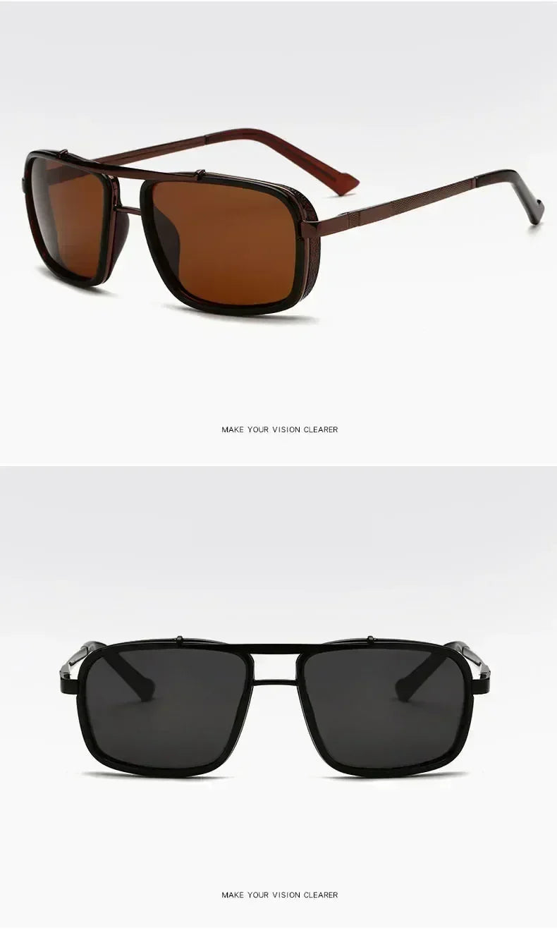 Nuevas Gafas de Sol Punk Gafas de Sol Cuadradas de Hombre Uv400 Gafas de Aviador de Doble Puente