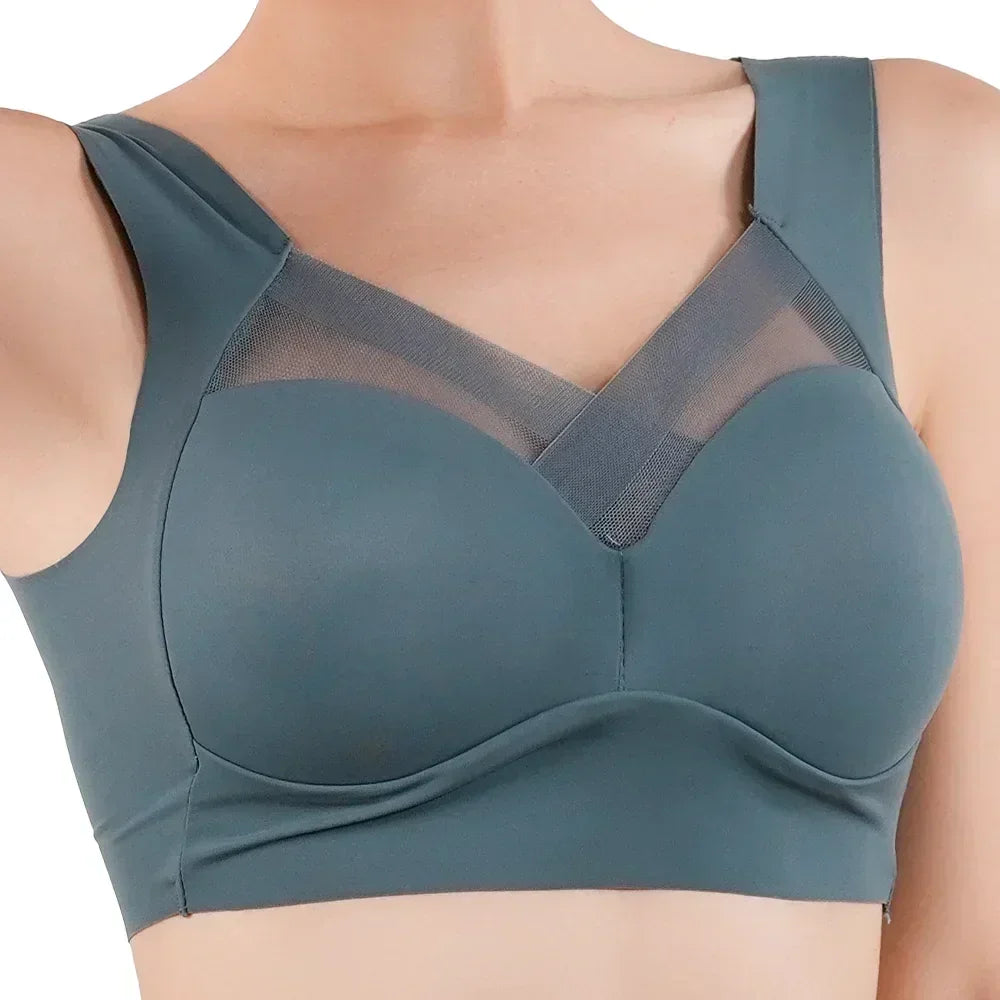 Sujetador Push Up de tirantes para mujer, sin costuras, con relleno, top informal de talla grande, sujetadores de mujer suaves sin aros, XL-6XL, ropa interior de seda helada