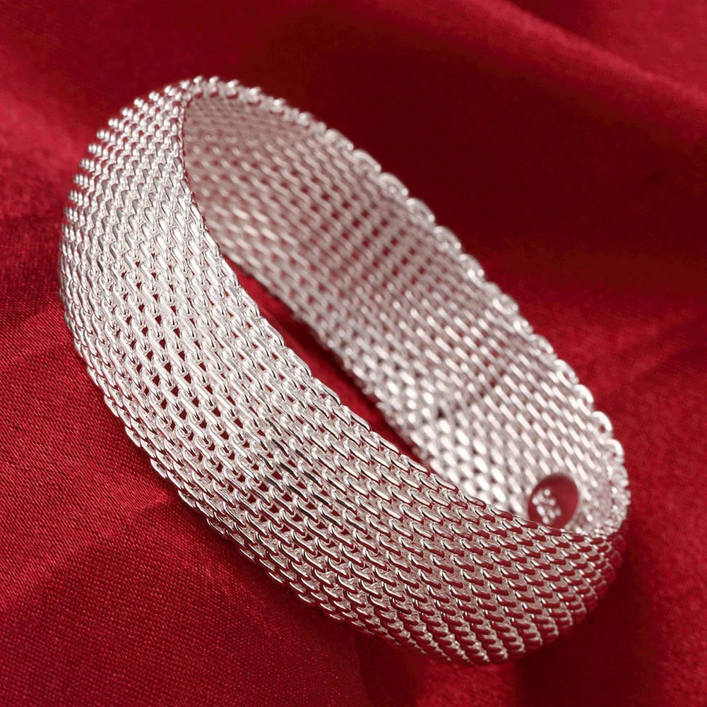 Wholesale Fine 925 Sterling Silver Bangles Bracelet Charms Heart Open for Women Lady Jewelry Adjustment Cuff Wedding Gift