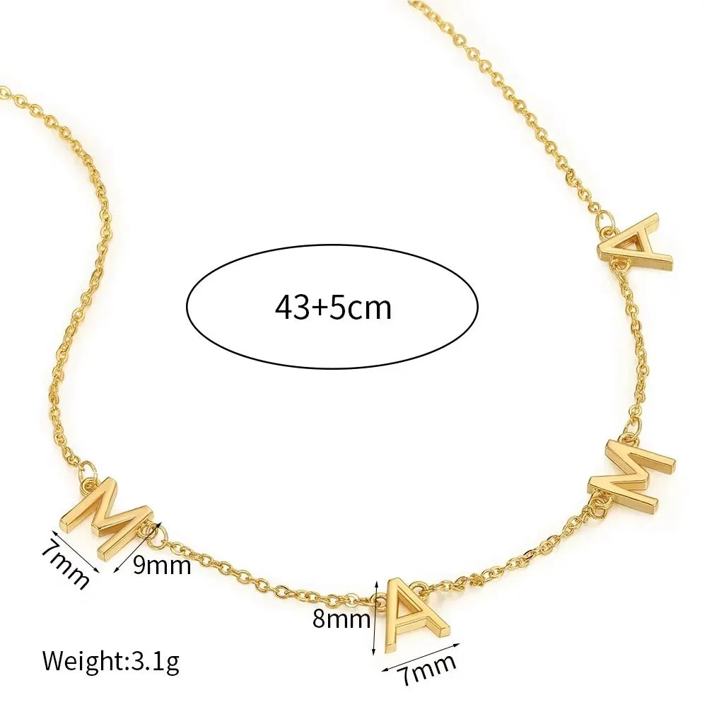 Gargantilla delicada "Mama" en color dorado de acero inoxidable, impermeable, con letras "Mama", colgante, joyería de regalo para mamá y esposa