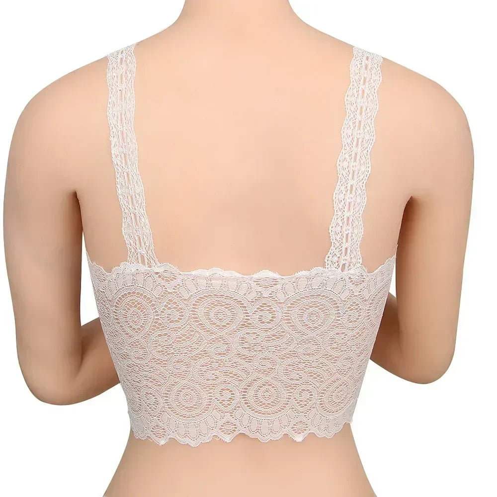 Nuevas camisetas sin mangas sexys de encaje floral en blanco y negro para mujer, con sujetador acolchado de ganchillo, camisetas de algodón con cuello en V, chaleco informal de encaje de ganchillo