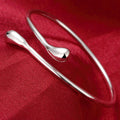 Wholesale Fine 925 Sterling Silver Bangles Bracelet Charms Heart Open for Women Lady Jewelry Adjustment Cuff Wedding Gift