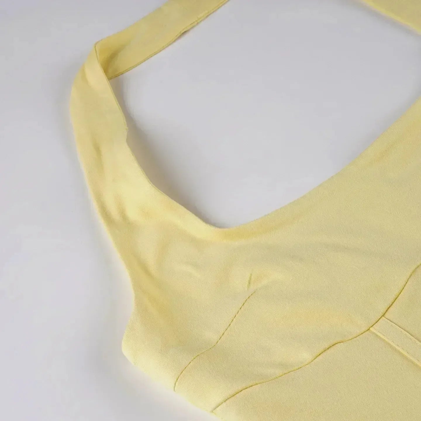 Tornova - Minivestido halter de vacaciones para mujer, sólido, cintura alta, vestido abullonado, empalme con volantes, moda sexy, vestido delgado, nueva colección de verano 2025