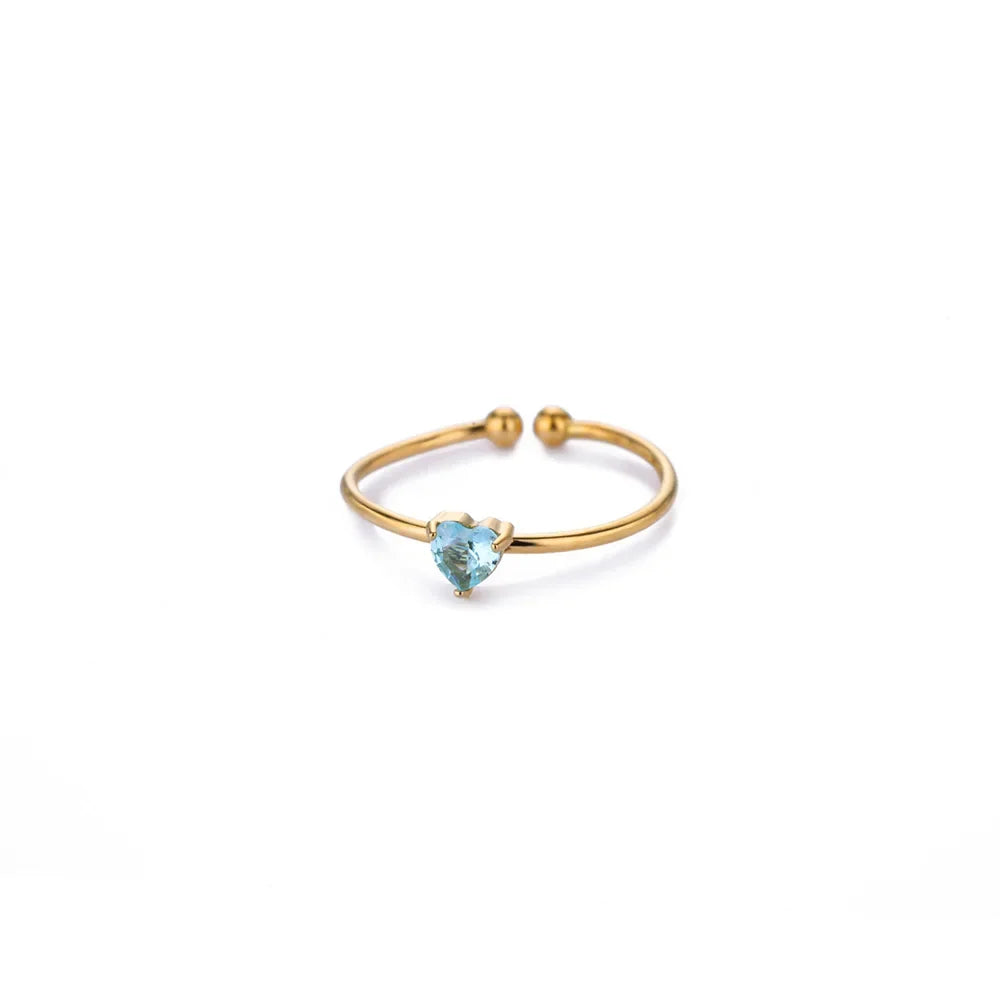 Anillos de corazón con circonita cúbica colorida de 2025 para mujer, joyería de anillo de princesa de acero inoxidable delicado de moda, regalo de boda