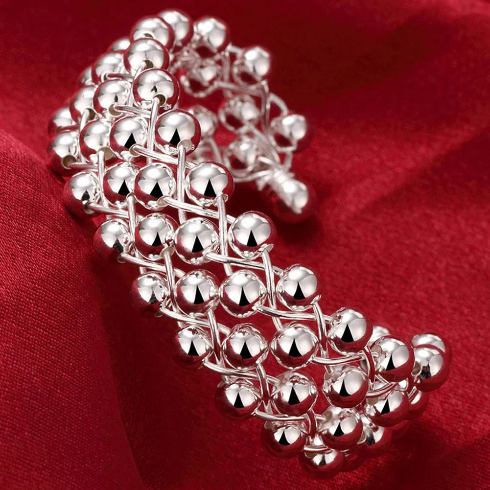 Wholesale Fine 925 Sterling Silver Bangles Bracelet Charms Heart Open for Women Lady Jewelry Adjustment Cuff Wedding Gift