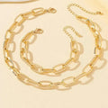 Juego de 2 piezas, collar y pulsera de cadena de eslabones color dorado, pulsera punk de cadena de eslabones grandes, conjunto de joyas para fiesta en Dubái, África, regalo para mujer