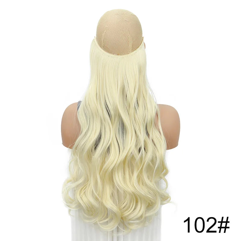 20 Inch Curly Fish Line Hair Extension | One Piece No Clip Synthetic Hair Piece