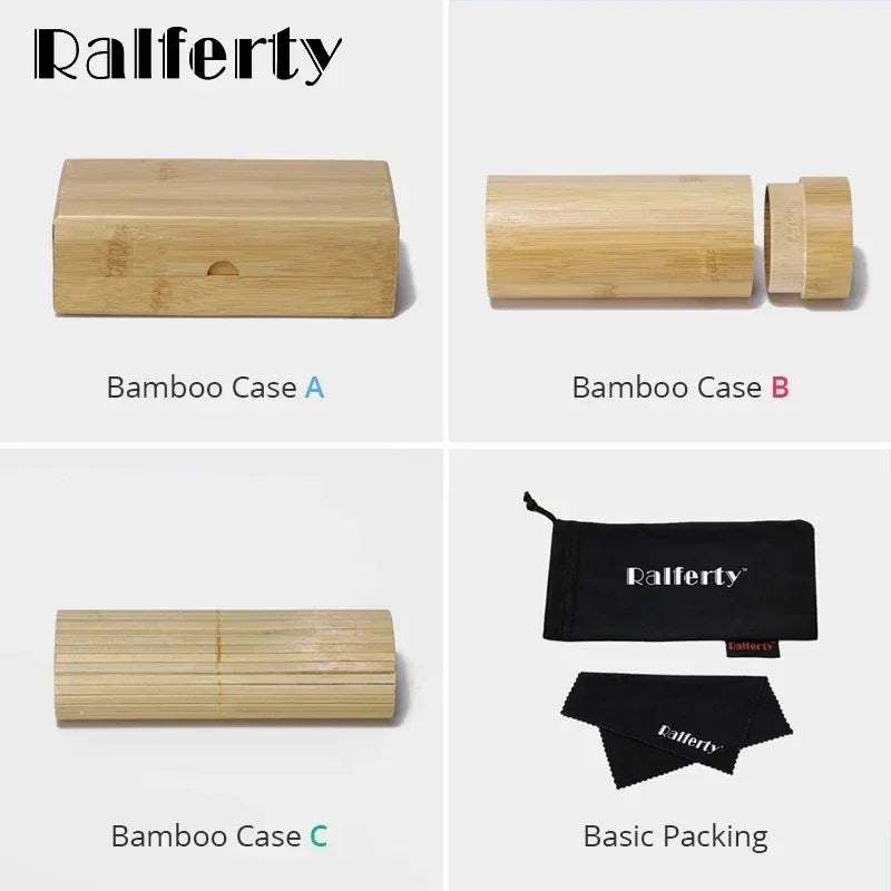 Ralferty Gafas de Sol Retro de Madera para Hombre, Gafas de Sol de Bambú para Mujer, Marca Deportiva, Gafas de Espejo UV400, Gafas de Sol Masculinas, Lunettes, Oculos
