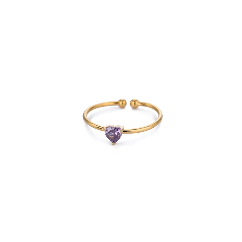 Anillos de corazón con circonita cúbica colorida de 2025 para mujer, joyería de anillo de princesa de acero inoxidable delicado de moda, regalo de boda