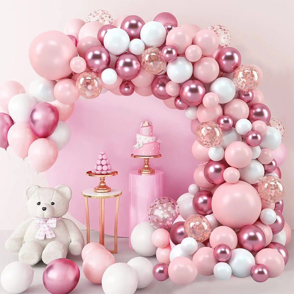 Kit de guirnalda de globos macaron rosados, arco, decoración para fiesta de cumpleaños, niños, boda, suministros para fiesta de cumpleaños, decoración para baby shower, globos de látex