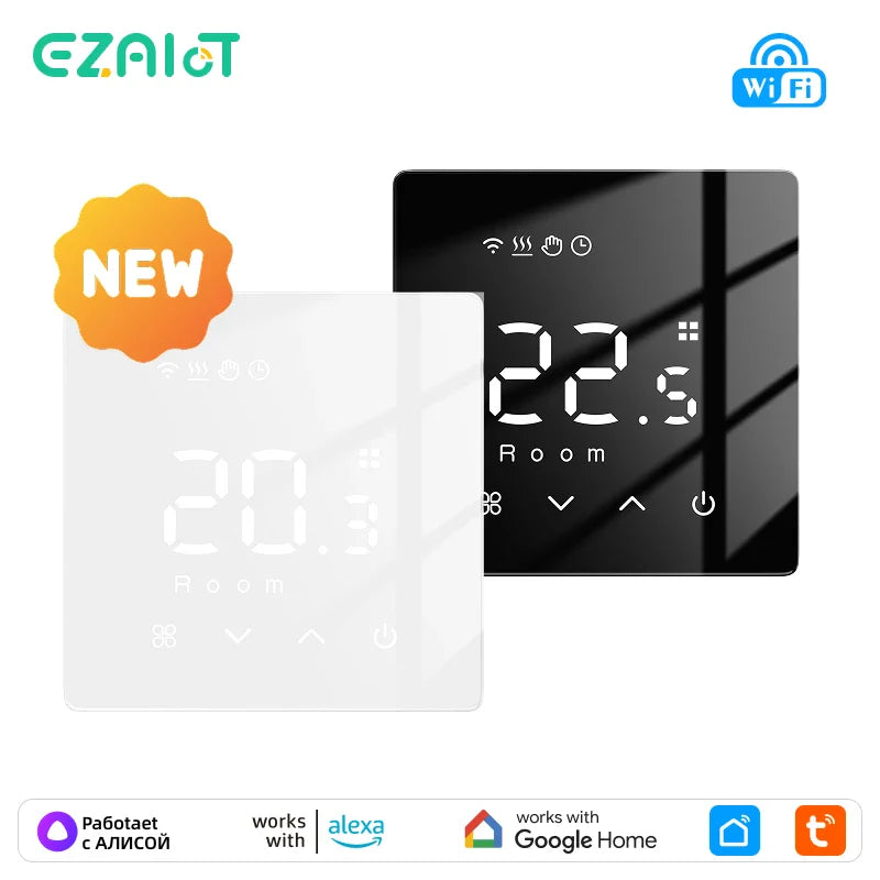 Termostato WiFi para calefacción eléctrica por suelo radiante, caldera de agua/gas, controlador de temperatura inteligente programable Tuya, Google Home Alexa