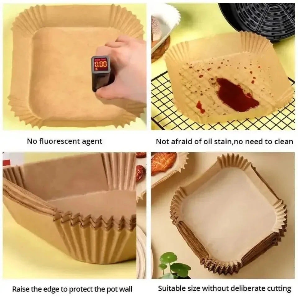 Disposable Air Fryer Paper Liners | Oil-Proof Baking Trays Set