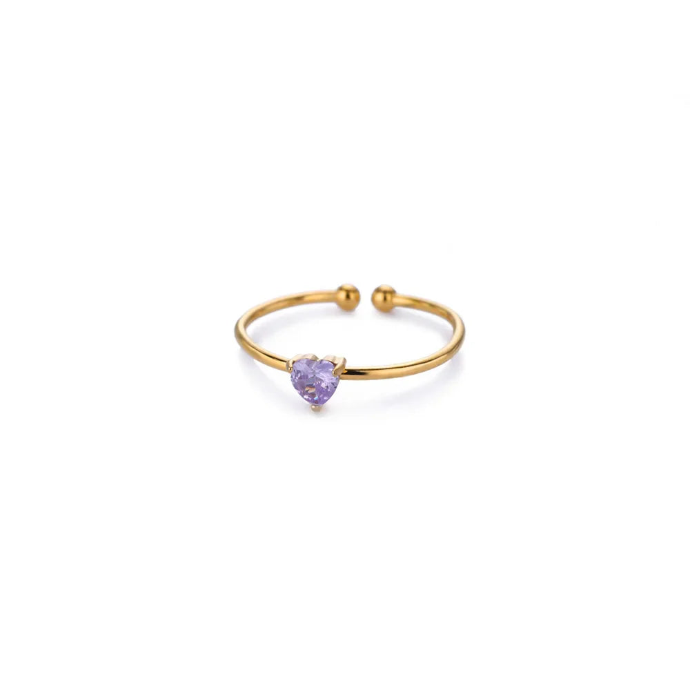 Anillos de corazón con circonita cúbica colorida de 2025 para mujer, joyería de anillo de princesa de acero inoxidable delicado de moda, regalo de boda