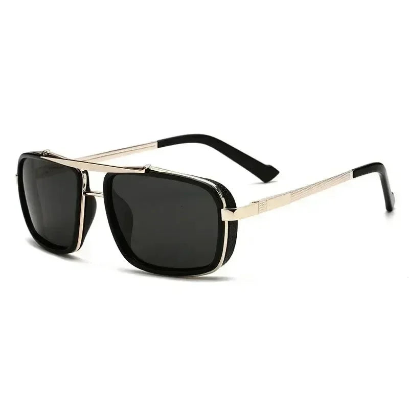 Nuevas Gafas de Sol Punk Gafas de Sol Cuadradas de Hombre Uv400 Gafas de Aviador de Doble Puente