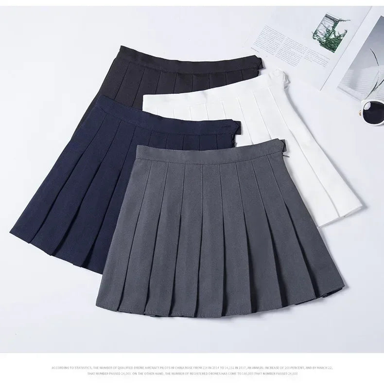 Falda corta de mujer sin pantalones cortos estilo coreano Ropa negra Harajuku a cuadros Falda corta de mujer minifaldas plisadas para niñas