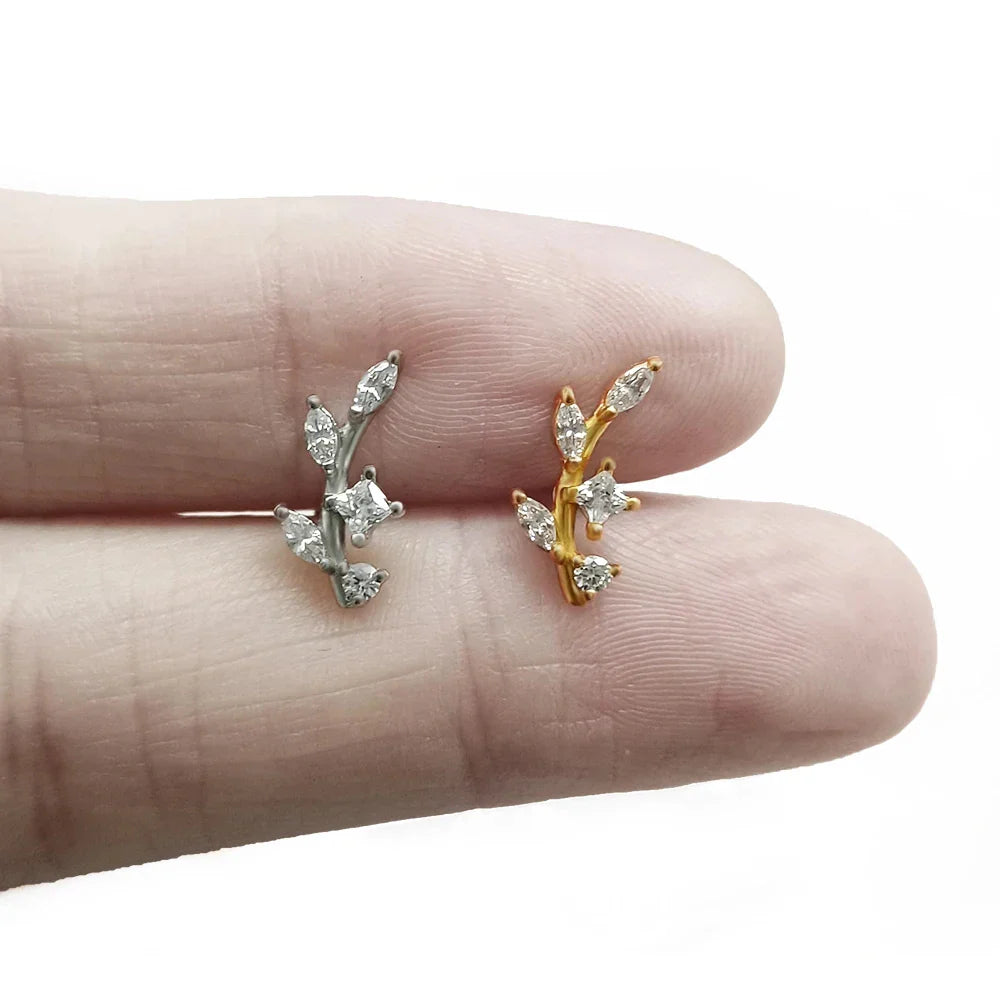 Rayos rosca interna Labret Piercing Corona Abeja Flores Cartílago Pendiente Trago Caracola Acero Inoxidable 316L Joyería Corporal