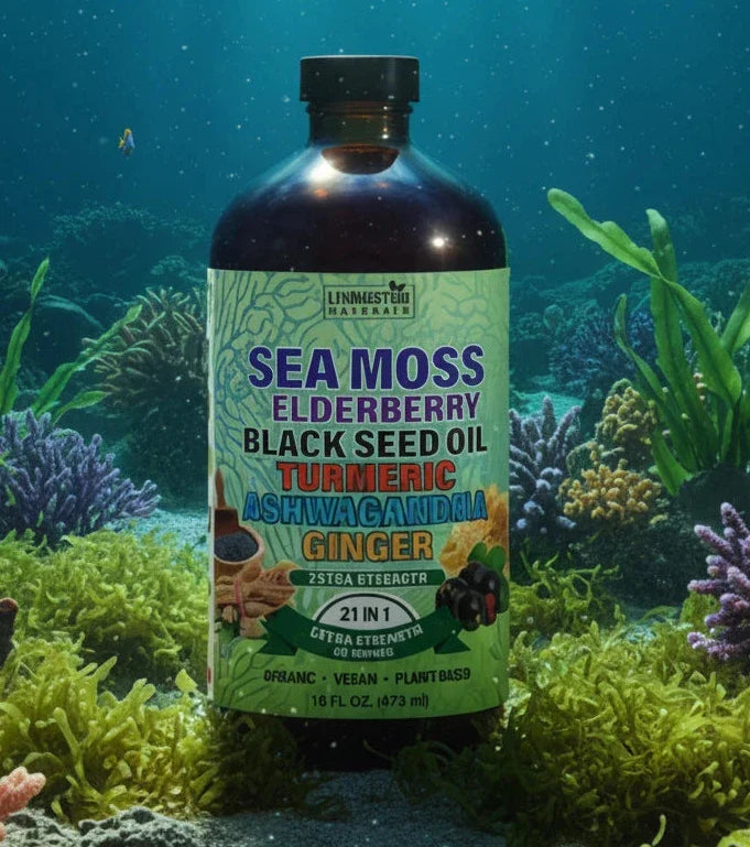 Sea Moss Supreme – Mezcla orgánica 21 en 1 de comino negro, saúco y adaptógenos