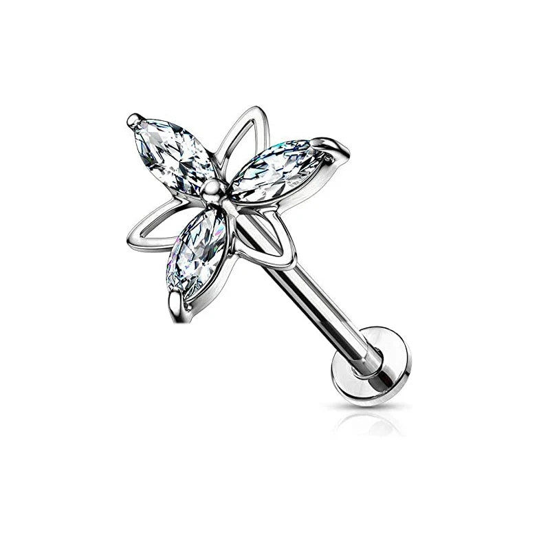 Lightning Internal Thread Labret Piercing Crown Bee Flowers Cartilage Earring Tragus Conch 316L Stainlesss Steel Body Jewelry