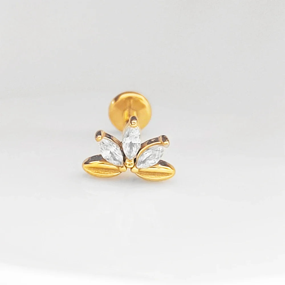 Lightning Internal Thread Labret Piercing Crown Bee Flowers Cartilage Earring Tragus Conch 316L Stainlesss Steel Body Jewelry