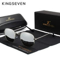 Gafas de sol KINGSEVEN a la moda para mujer, poligonales, polarizadas UV400, protección solar, montura redonda delgada, gafas de lujo informales para conducir