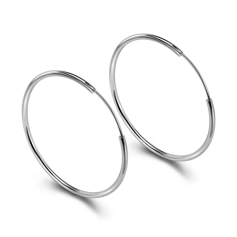Pendientes de aro grandes de plata de ley 925 | Joyería fina de moda para bodas