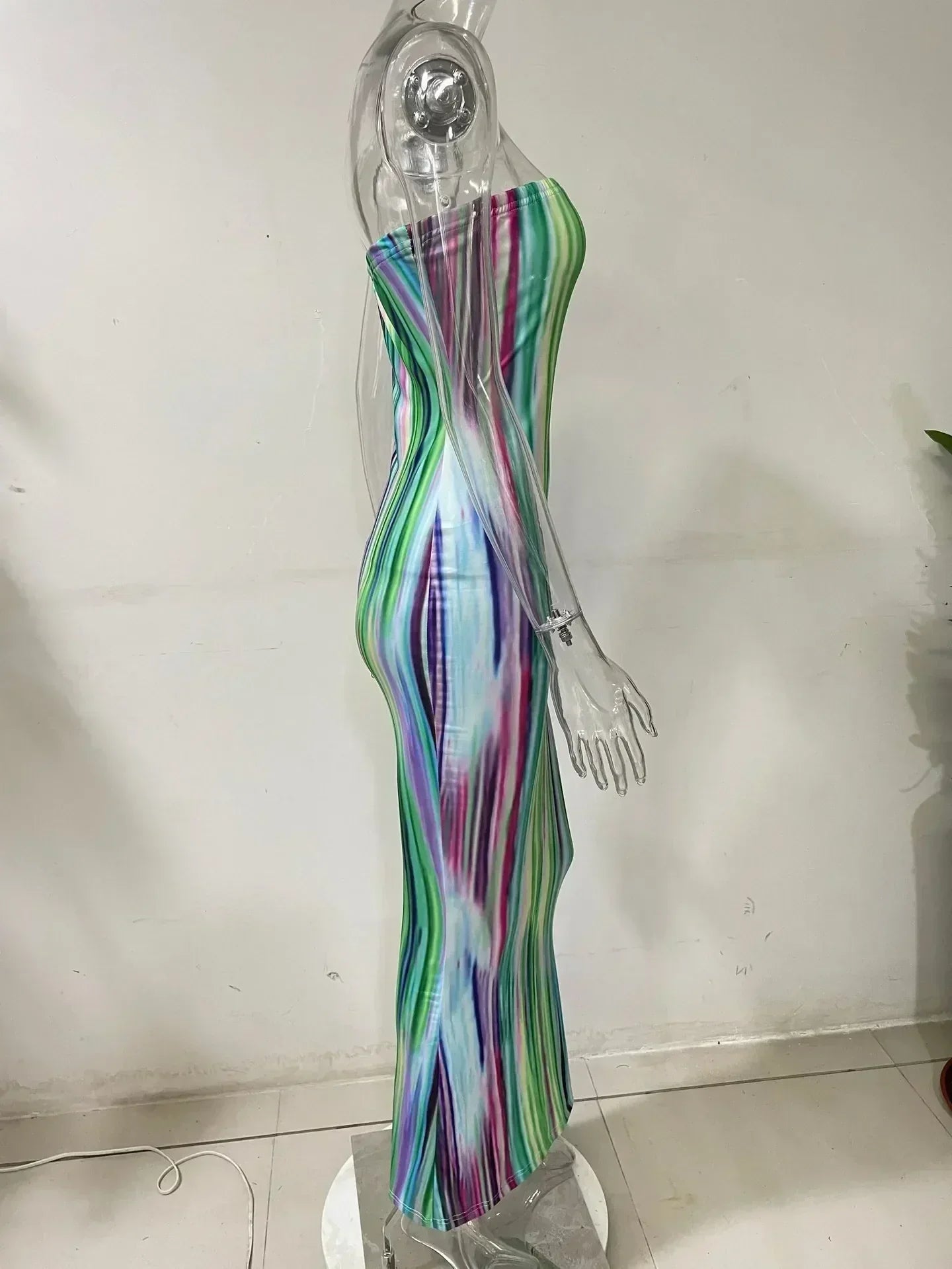 Vestidos de primavera y verano para mujer, con estampado de pecho, sin hombros, vendaje, ajustado, sexy, vestido largo, nueva moda 2023, fiesta, MsChuh