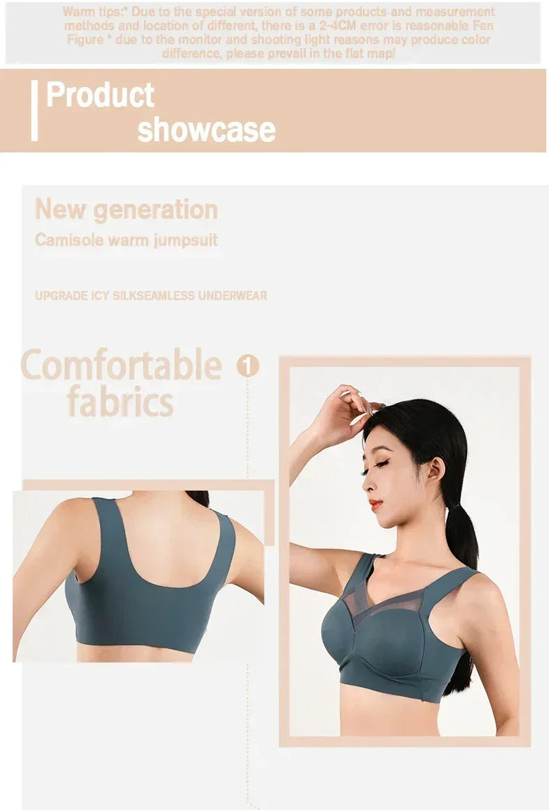 Sujetador Push Up de tirantes para mujer, sin costuras, con relleno, top informal de talla grande, sujetadores de mujer suaves sin aros, XL-6XL, ropa interior de seda helada