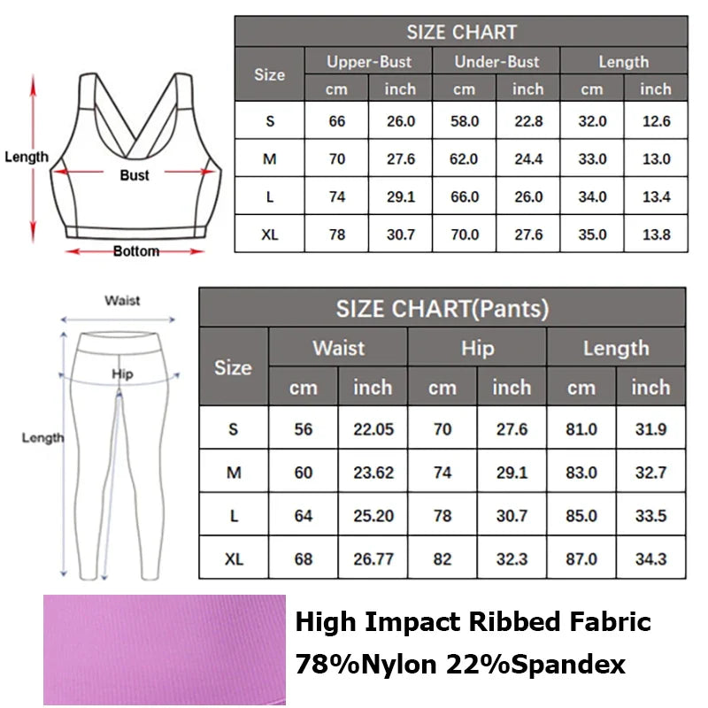 Yoga Set 2 Pieces Women's High Waisted Leggings Sports Vest Exercise Clothing Workout Outfits Fitness Sportswear Gym Tracksuit