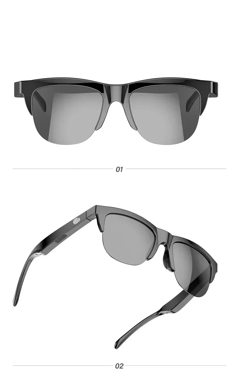 Gafas Bluetooth Inteligentes Auriculares Inalámbricos Auriculares Táctiles Conducción Ósea Música Auriculares Inalámbricos Gafas de Sol Resistentes a los Rayos UV