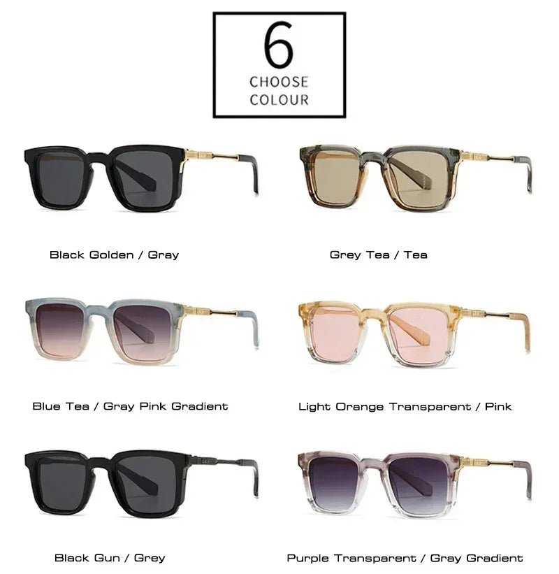 SHAUNA Gafas de sol de lujo cuadradas nuevas para mujer, remaches retro, lentes de sol degradadas para hombre, UV400