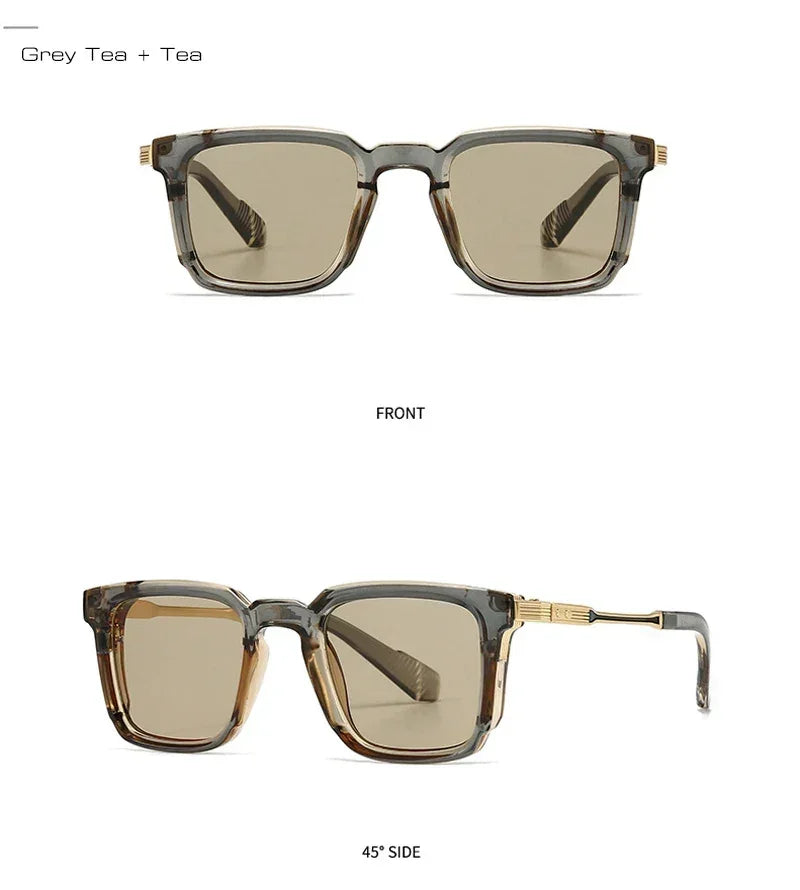 SHAUNA Gafas de sol de lujo cuadradas nuevas para mujer, remaches retro, lentes de sol degradadas para hombre, UV400