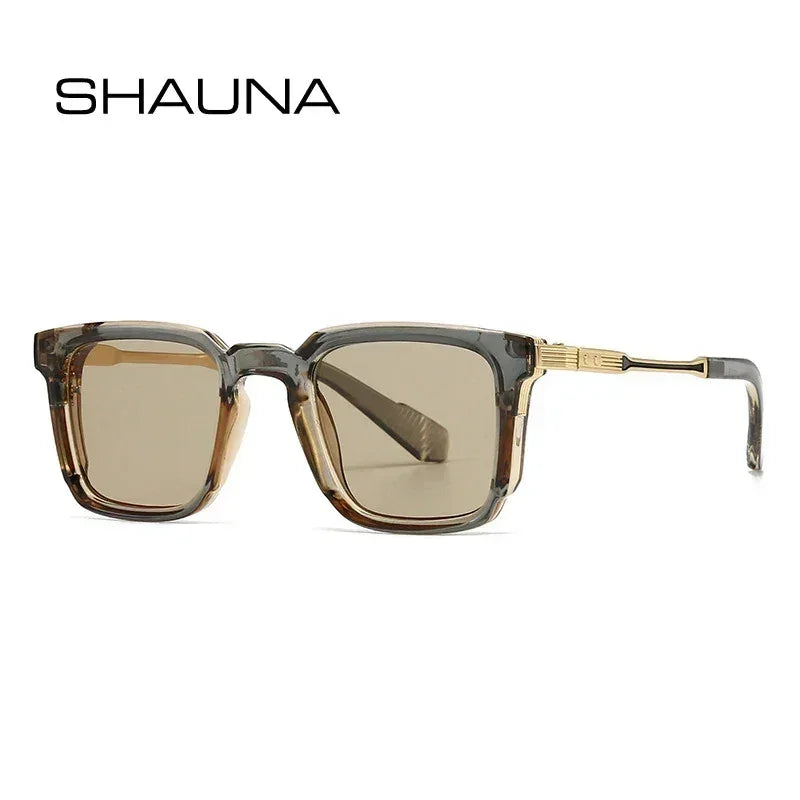 SHAUNA Gafas de sol de lujo cuadradas nuevas para mujer, remaches retro, lentes de sol degradadas para hombre, UV400