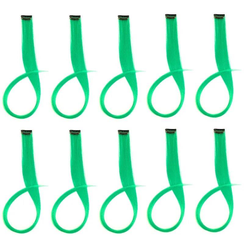 10pcs 22Inch Synthetic Long Straight Hair Extensions Clip in Colored Party Highlights Hairpieces for Women Kids Girls