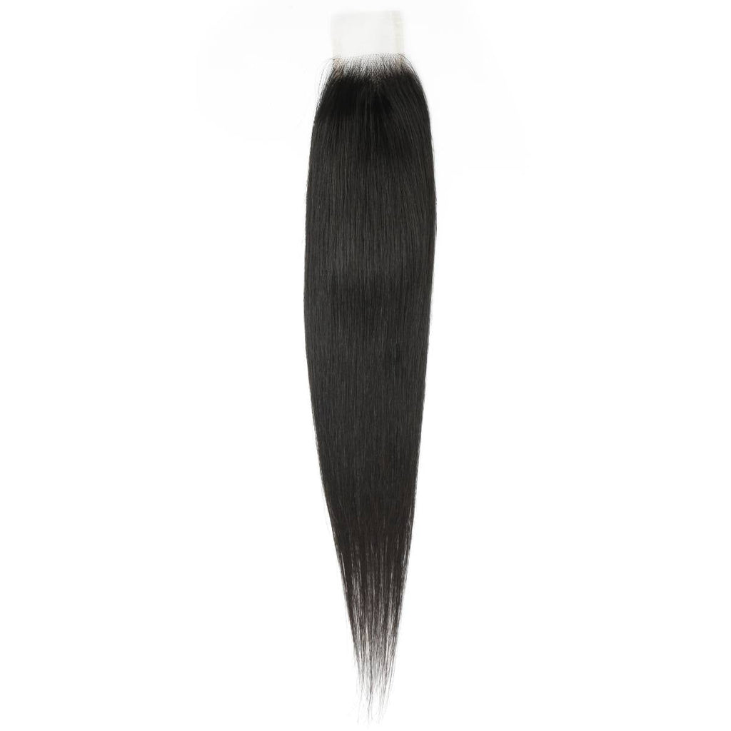 Cierre de cabello humano de encaje transparente 2x6 liso sedoso brasileño