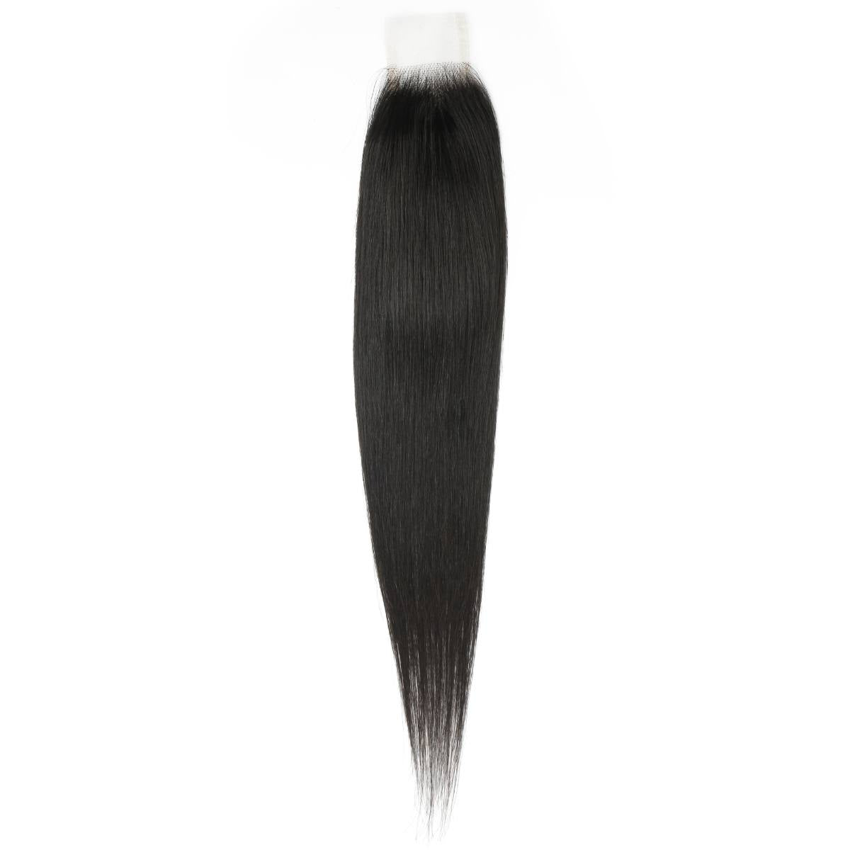 Cierre de cabello humano de encaje transparente 2x6 liso sedoso brasileño