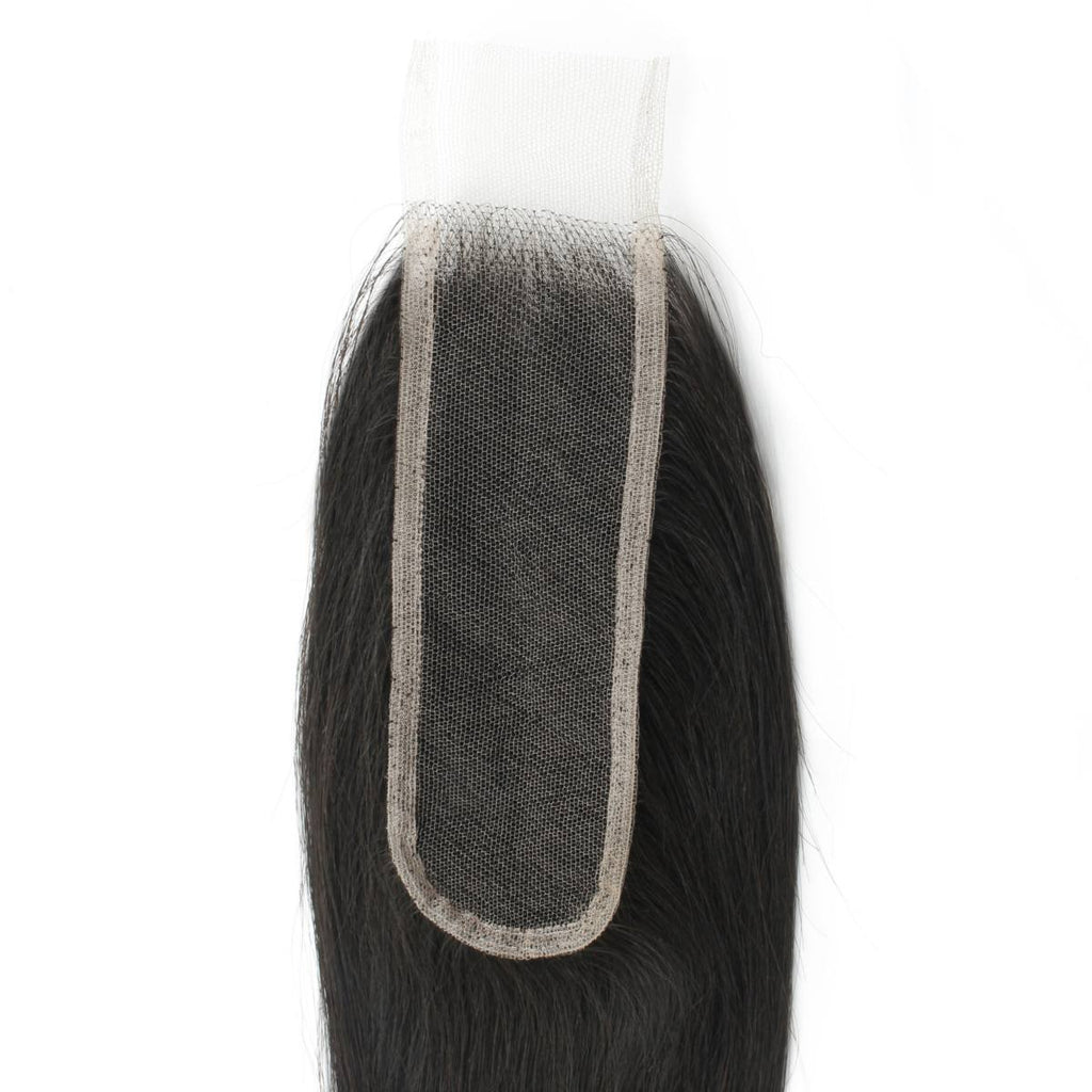 Cierre de cabello humano de encaje transparente 2x6 liso sedoso brasileño