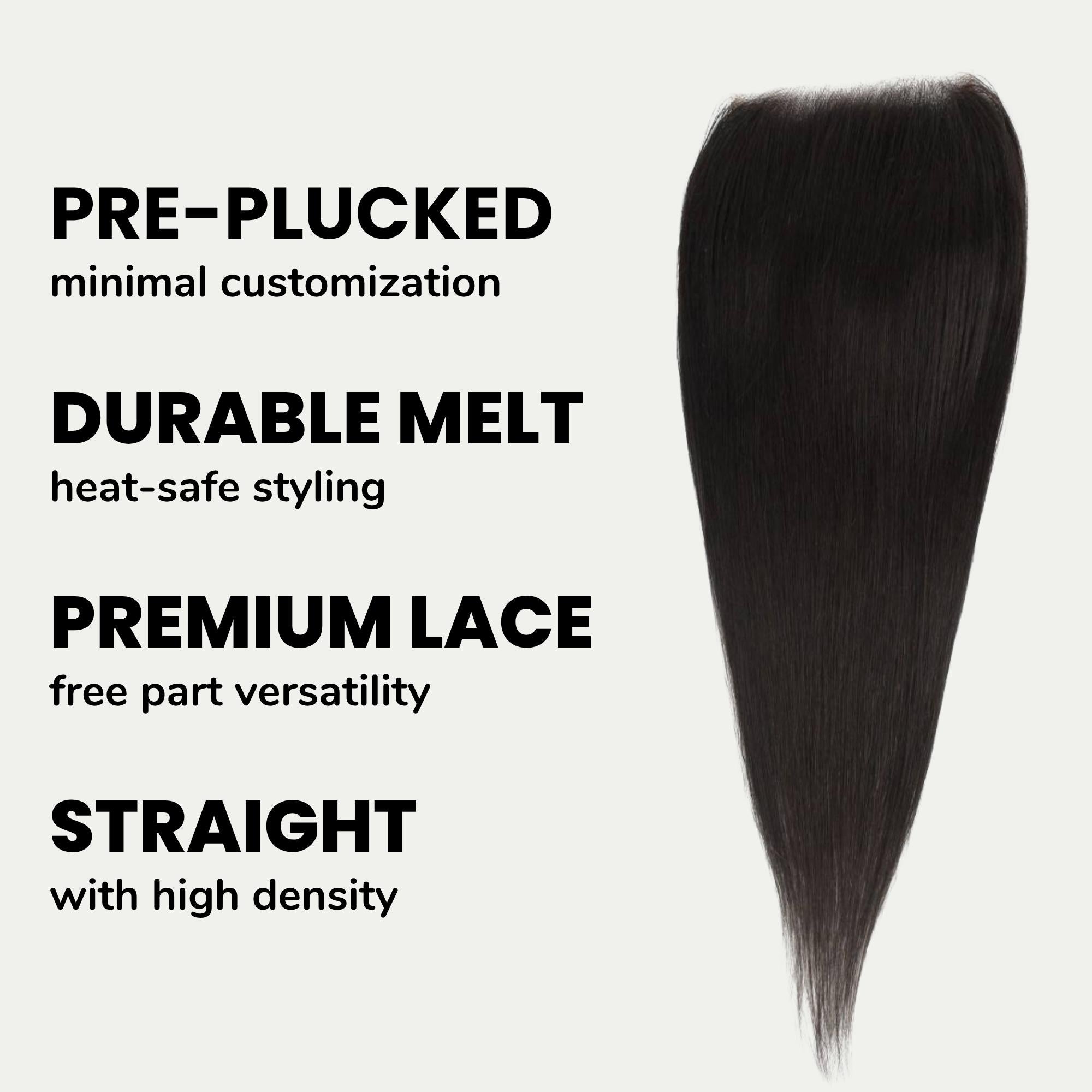 Straight 5x5 Transparent Lace Human Hair Closure